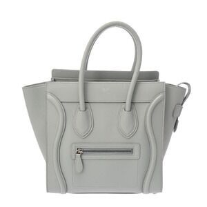 Celine Luggage Shopper Gray Drummed Calfskin Handbag